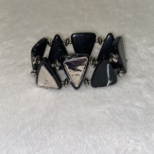 🆕Bracelet: Black Marble Acrylic w/ Steel Accents